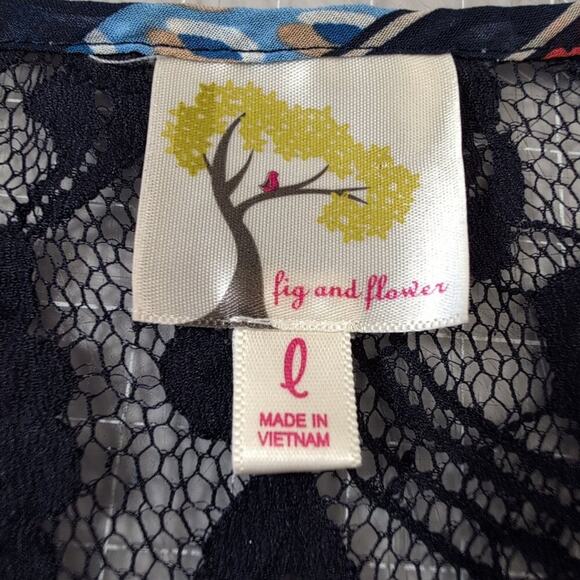 fig and flower Multi-Color Semi-Sheer Top, Size Large, Boho, Lightweight - Picture 5 of 8